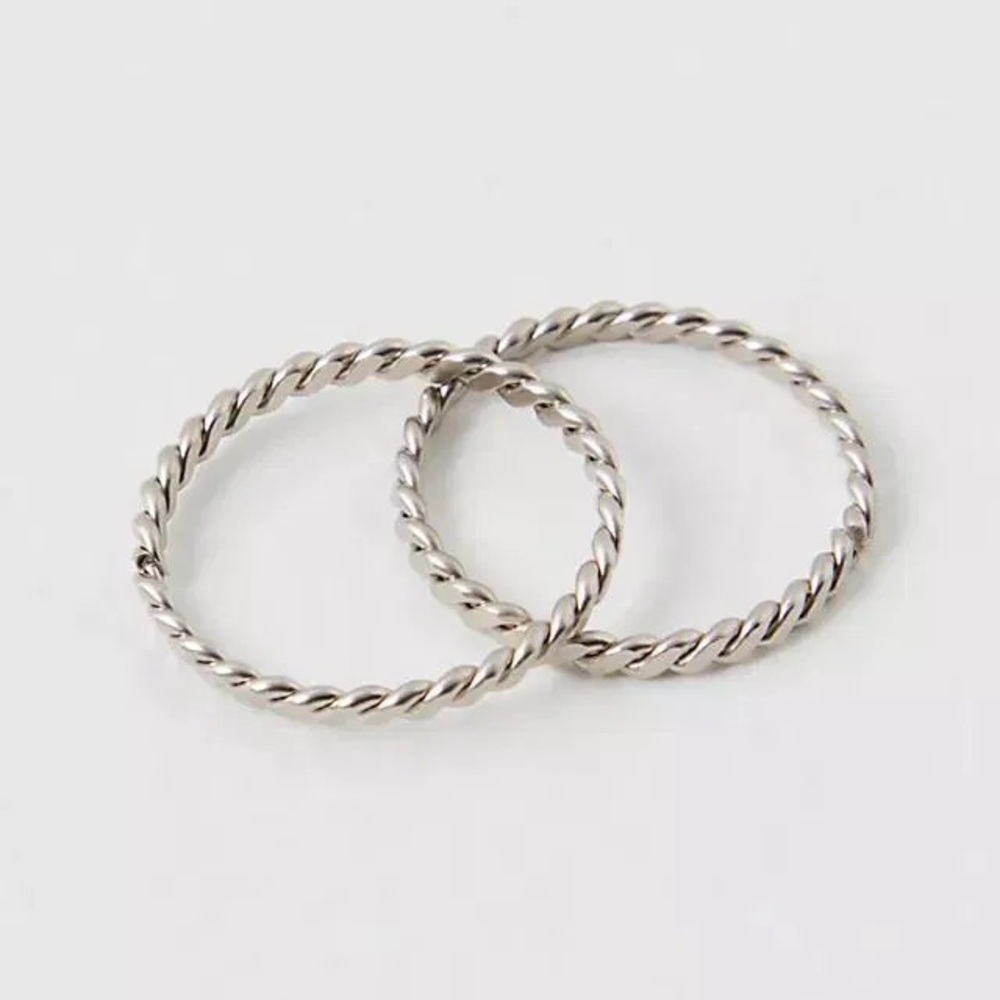 Free People Silver Twisted Midi Rings